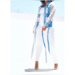 Longline Denim Organza Dress Size Small NWOT